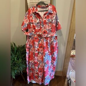 Floral utility style ankle length jumpsuit with belt! 4X
